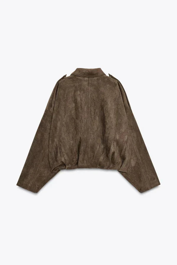 Elina Suede Bomber Jacket