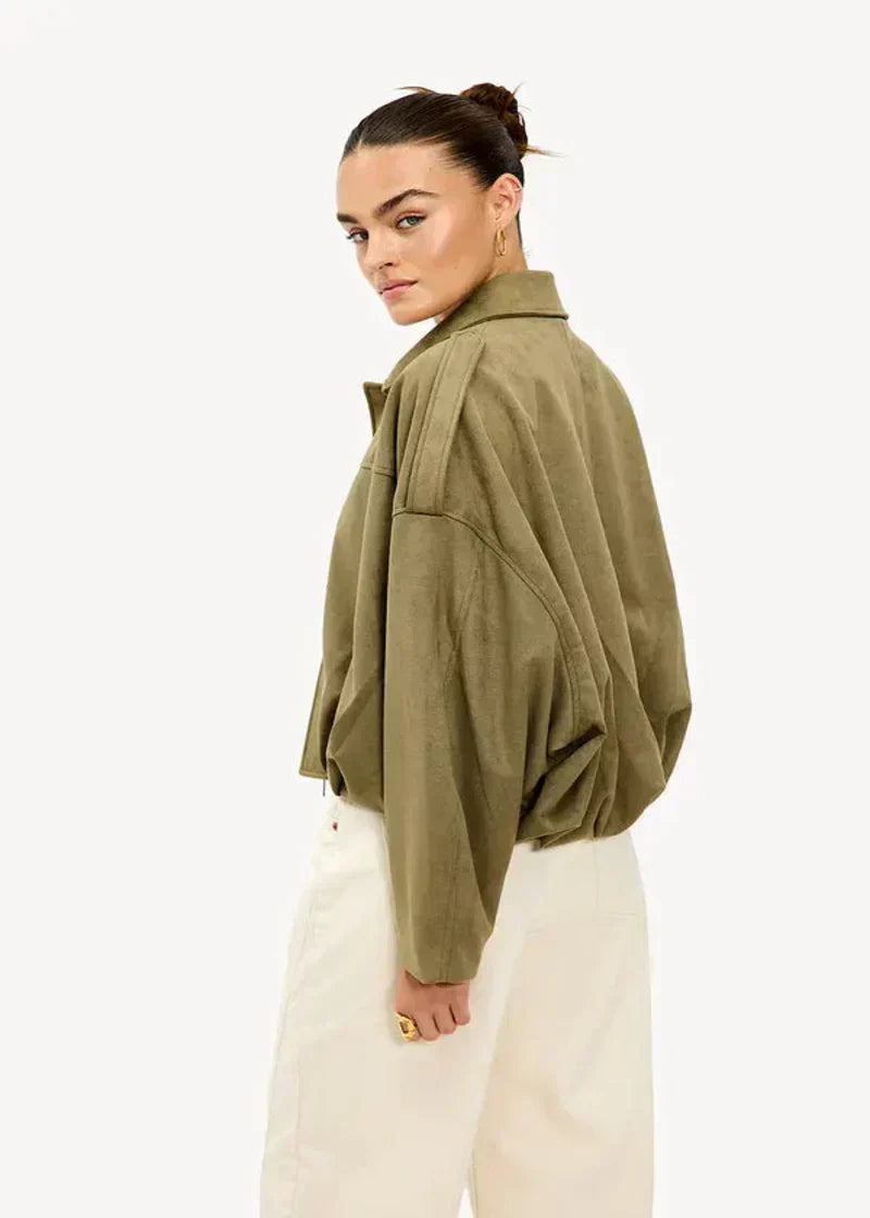 Elina Suede Bomber Jacket