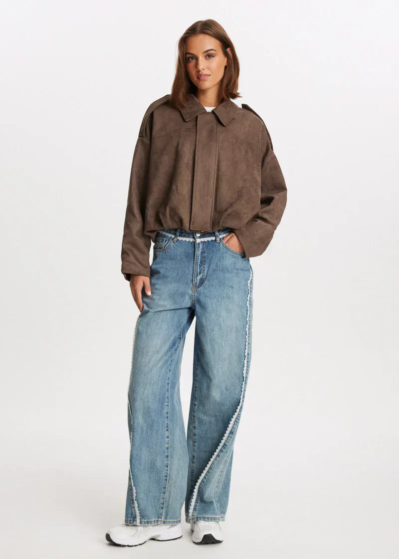 Elina Suede Bomber Jacket